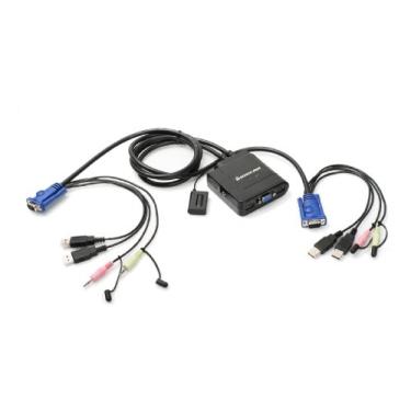 Imagem de IOGEAR Cabo USB de 2 portas KVM Switch com áudio e microfone, GCS72U