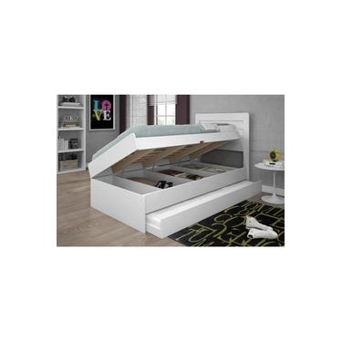 Cama solteiro bau larissa com cama auxiliar dani framar branco Cama Bau Larissa Solteiro 0 88 Mdf E Mdp Framar Amarula Menor Preco Com Cupom