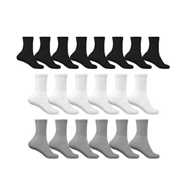 Imagem de Kit 10 Pares de Meia Adulto Masculina Esportiva Cano Alto Algodão Sport Cor:Colors;Tamanho:37-43;Gênero:Masculino