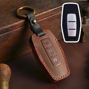 Imagem de UTOYA 2/3 botões de couro caso chave do carro shell chaveiro, apto para mitsubishi outlander 2023, acessórios de suporte de chave remoto inteligente do carro