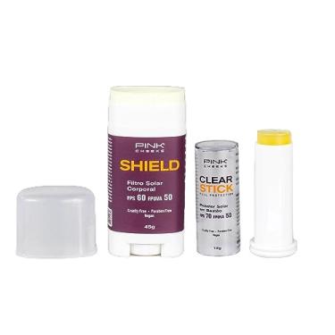 Imagem de Combo de Proteção Solar Corporal Pink Cheeks com Shield FPS60 com Clear Stick FPS70 Transparente