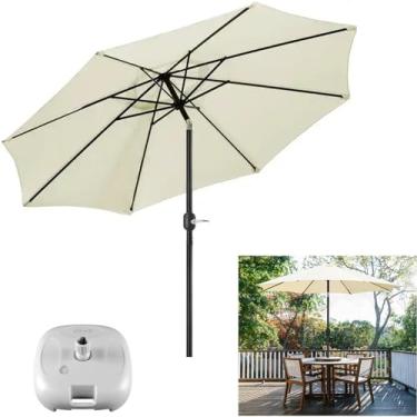 Imagem de Ombrelone com Base para Piscina 3 metros guarda sol Articulado Com Manivela Maresias Bege - AMZ