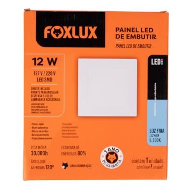 Imagem de Foxlux Painel LED Quadrado Embutir 12W 6500K Biv, Branco