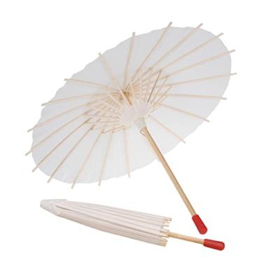 Imagem de GALPADA 2 Unidades Sombrinha Branca Guarda-chuva De Papel Oleado Artesanal Guarda-chuva De Papel Pequeno Sombrinha Japonesa Guarda-chuva Chinês Vintage Decorar Bambu Em Branco