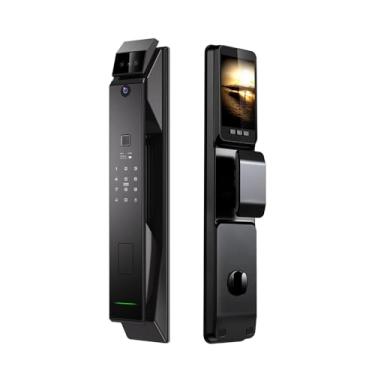 Imagem de CIADAZ Smart Lock com câmera 3D reconhecimento facial Fechadura de porta de entrada sem chave Maçaneta Fechadura de porta biométrica de liga de alumínio Tuya App 6 Métodos de desbloqueio para porta d