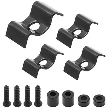 Imagem de LifCratms Pacote com 4 árvores de cordas de guitarra, guias de retenção de cordas pretas compatíveis com Tele Guitar Stratocaster Stratocaster Strat com parafusos de montagem