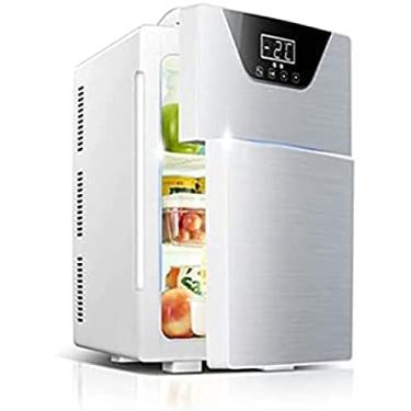 Imagem de Mini refrigerador portátil para carro 20L - refrigerador pequeno para carro e casa com tela sensível ao toque Porta dupla 12V Aquecedor de refrigerador para carro, prata