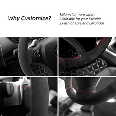 Imagem de Costura à mão personalizada, material Alcantara, capa de volante de carro de camurça premium para BMW Série 1 3Series