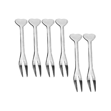 Imagem de Mini Garfo Garfinhos para Petiscos Aço Inox Coração 06 Peças