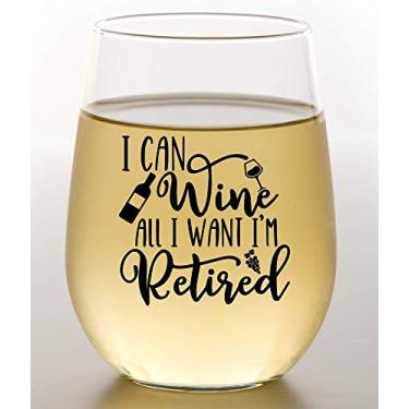 Imagem de Presente de aposentadoria para mulheres – Taça de vinho engraçada "I Can Wine All I Want, I'm Retired" – Presentes de aposentadoria para mãe, professora, enfermeira, treinadora ou amiga – Presente