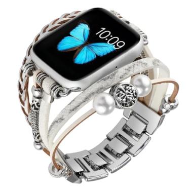 Imagem de Waillynice Pulseira de metal para Apple Watch série 876 SE54Ultra, pulseira feminina para IWatch de 49 mm, 45 mm, 41 mm, 40 mm, 38, 44 mm (branco-esbranquiçado, 42 44 45 49 mm)