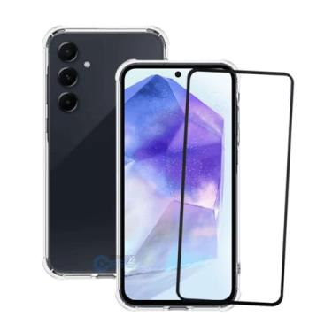 Imagem de Kit Capa Capinha Anti-Impacto Premium Transparente + Película de Vidro 3D para Samsung Galaxy A55