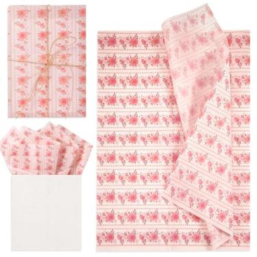 Imagem de 30 peças de papel de seda rosa rosa, 35,5 x 50,8 cm, papel de embrulho de presente, folhas de papel de seda rosa rosa para embalagem de presente de casamento