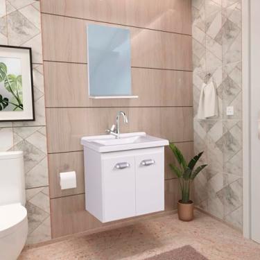 Imagem de Gabinete de Banheiro com Espelheira Kit Brasilia 45cm Branco