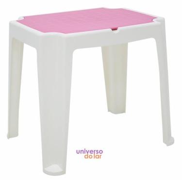 Imagem de Mesa Tramontina Infantil Versa em Polipropileno, Branco, Rosa
