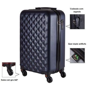 Imagem de Mala de bordo padrão anac para viagem 10kgs diamond - Ultra Leve, Azul