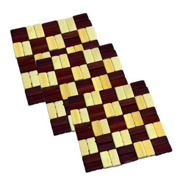 Imagem de Kit 3 Descanso De Panela Bambu Quadrado 14cm - Aliança