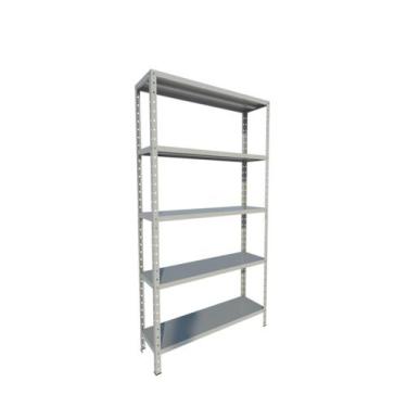 Imagem de Estante Aço p 125kg CINZA 5 Bandejas Bipartida 1,75m x 30cm x 90cm - T
