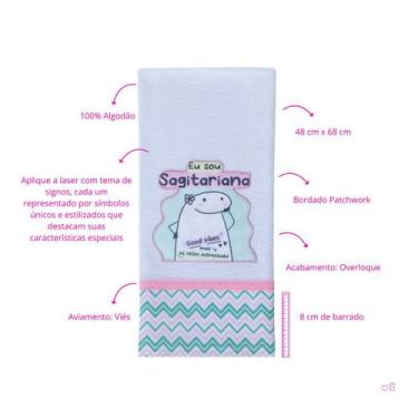 Imagem de Pano de Prato Signos Bordado Patchwork 100% Algodão 48x68cm Bentô Flor