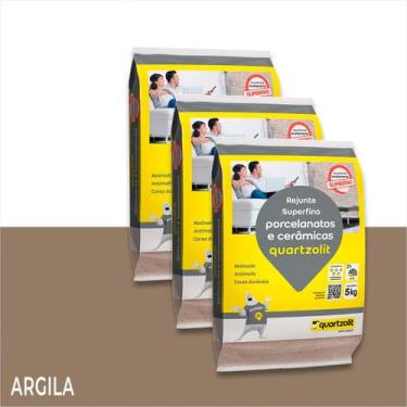 Imagem de kit c/ 3 Rejunte Porcelanato E Cerâmicas Antimofo Quartzolit 5kg Cores