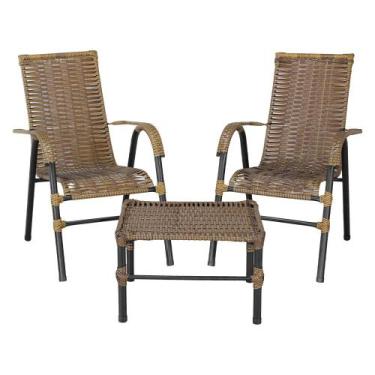 Imagem de Conjunto de Mesa de Centro e 2 Cadeiras Bela para Área Externa - Kit, 