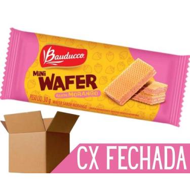 Imagem de Biscoito Bauducco Mini Wafer Sachê 30G Morango - 96 Und