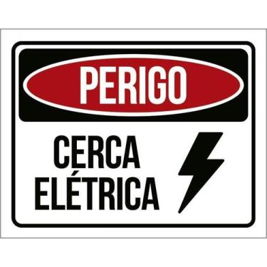Imagem de Placa Segurança Perigo Cerca Elétrica - Perigo Atenção 27X35 - Sinaliz