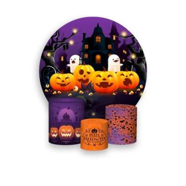 Imagem de Painel De Festa Redondo 1,50x1,50 + Trio De Capas Cilindro - Halloween