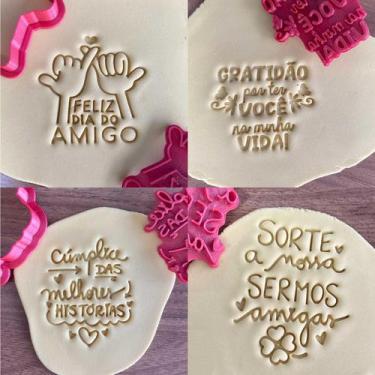 Imagem de Kit 4 Cortadores Dia do Amigo de Vida Sorte Gratidão - DOCE IMPRESSO, 
