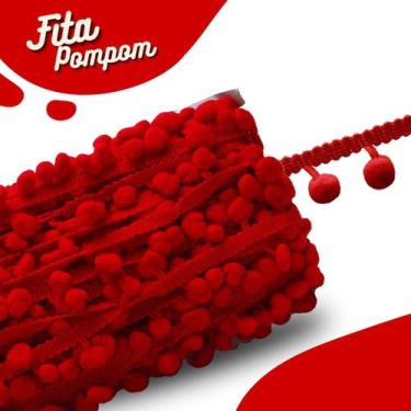 Imagem de Fita Pompom Vermelha 30mm Rolo Com 25 Metros - Nybc