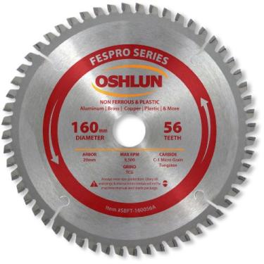 Imagem de Oshlun Lâmina de serra SBFT-160056A 160 mm 56 dentes FesPro não ferroso TCG com mandril de 20 mm para Festool TS 55 EQ, DeWalt DWS520 e Makita SP6000K