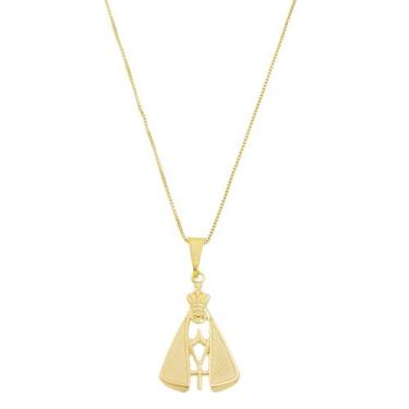 Imagem de Gargantilha Pingente Nossa Senhora Aparecida Folheado a Ouro 18k - Cri