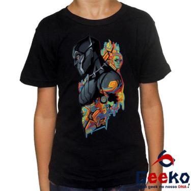 Imagem de Camiseta Infantil Pantera Negra 100% Algodão Black Panther Wakanda Gee