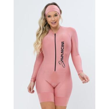 Imagem de Macaquinho De Ciclismo Feminino - Forro GEL - Manga Longa Mergê Moving