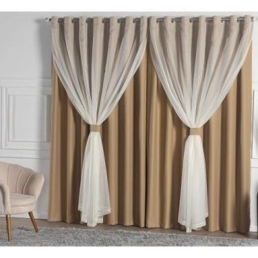 Imagem de Cortina Blackout tecido com Voial Sala Quarto Solaris 3.00m x 2.50m - 