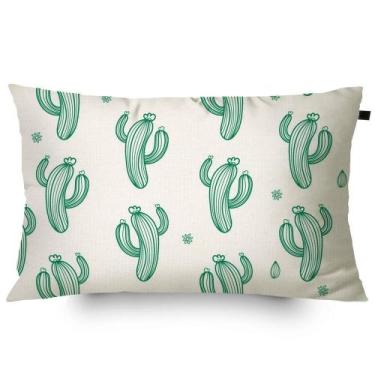Imagem de Almofada Algodão Retangular Estampada Cactos 30x50cm Verde - FASTLAR
