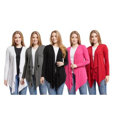 Imagem de Kit 05 cardigans feminino kimono com bico manga longa - Wooks, G, Bran