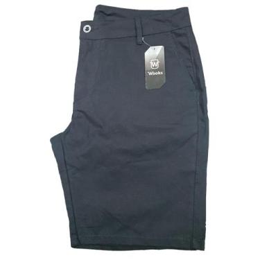 Imagem de Bermuda Masculina Em Sarja Liso Colorido - Wooks, Preto, 44