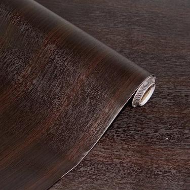 Imagem de Papel de parede grosso de nogueira escura para contato com madeira 40,6 cm x 502,88 cm à prova d'água autoadesivo marrom escuro papel de parede adesivo de mesa envoltório de vinil de madeira para
