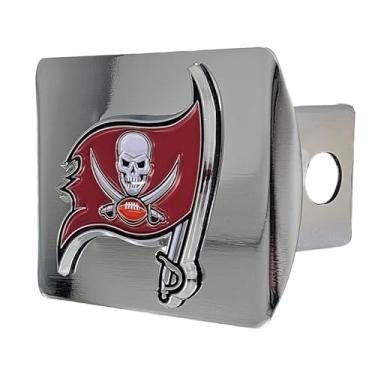 Imagem de FANMATS Capa de engate de metal NFL Tampa Bay Buccaneers, cromada, 5 cm, quadrada, tipo III, vermelha, 22615