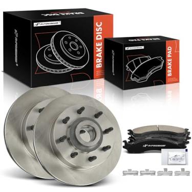 Imagem de A-Premium 12,82 polegadas (325,6 mm) Rotores de freio a disco ventilado dianteiro + kit de pastilhas de cerâmica compatível com modelos selecionados Dodge - Ram 2500 Van/Ram 3500 Van 1999-2003,