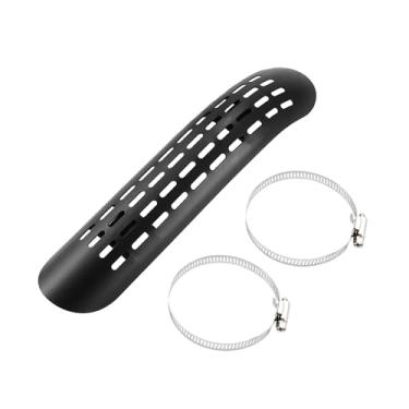 Imagem de TUCKBOLD 1 conjunto de proteção de calor de escape universal curva de motocicleta tubo de escape protetor de silenciador com grampos de 70-100 mm peças automotivas pretas