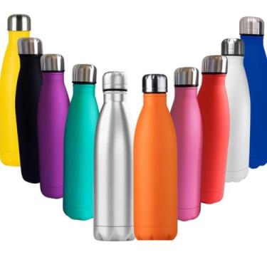Imagem de Garrafa Térmica 500ml Aço Inox Água Gelada Café Chá Colorida - Symeon,