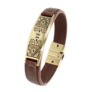 Imagem de Pulseira de Couro Magnética Simbolo Infinito Fé Marrom - GRANADO ACESS