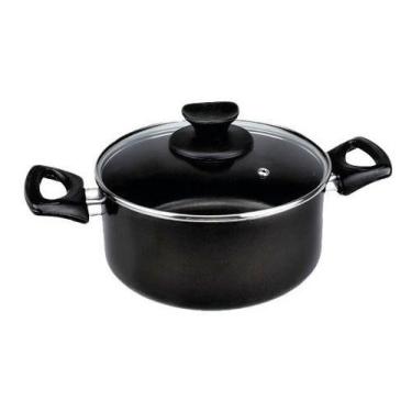 Imagem de Caçarola Teflon Tampa Vidro 16cm Grossa - Luz Nobre, Preto