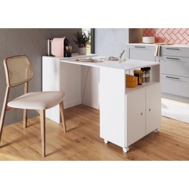 Imagem de Balcão Organizador Multiuso Com Mesa Recolhível E Rodízios Funcionale 