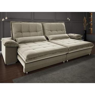 Imagem de Sofá Bergamo 2,90m Retrátil e Reclinável Veludocristal Fendi - NETSOFA