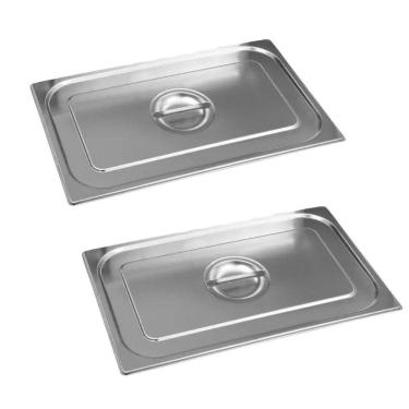 Imagem de Kit 2 Tampas Para Cuba Gastronômica Inox Gn 1-1 Buffet Hotel