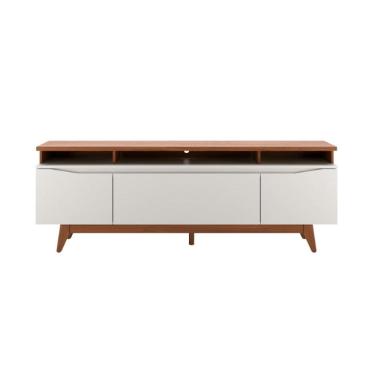 Imagem de Rack para TV até 75 Polegadas Flynt Off White e Canela 184 cm