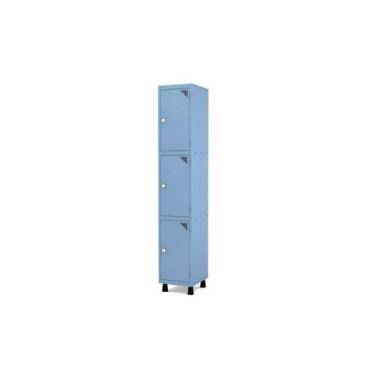 Imagem de Armário Guarda Volume Locker Roupeiro 1 Vão 3 Portas Aço GRF501/3 Azul